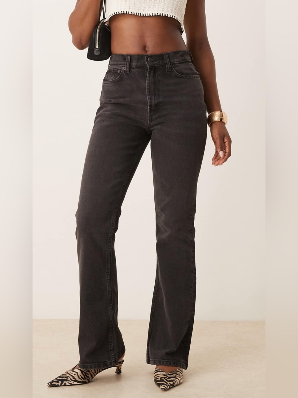 ASOS High-Waist Straight Leg Jeans - Black W36 L32